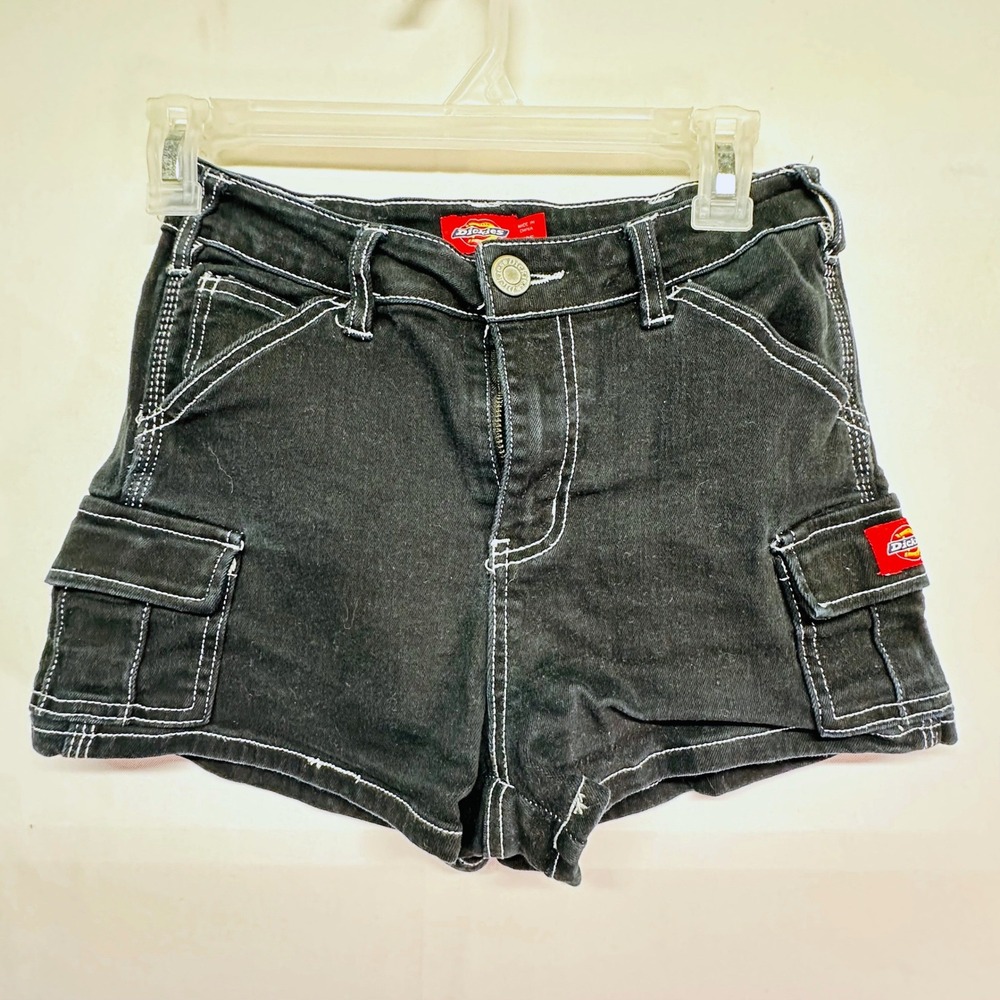 Dickies Womens Black Contrast Stitch‎ Cargo Shorts Utility Workwear Size 1/25
